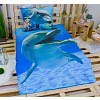3D povlečení bavlna 140x200+70x90 Delfín