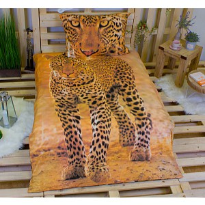 3D povlečení bavlna 140x200+70x90 Leopard