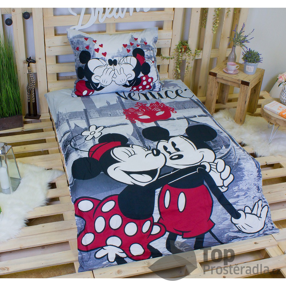 Bavlněné povlečení 140x200 70x90 Mickey & Minnie v Benátkách