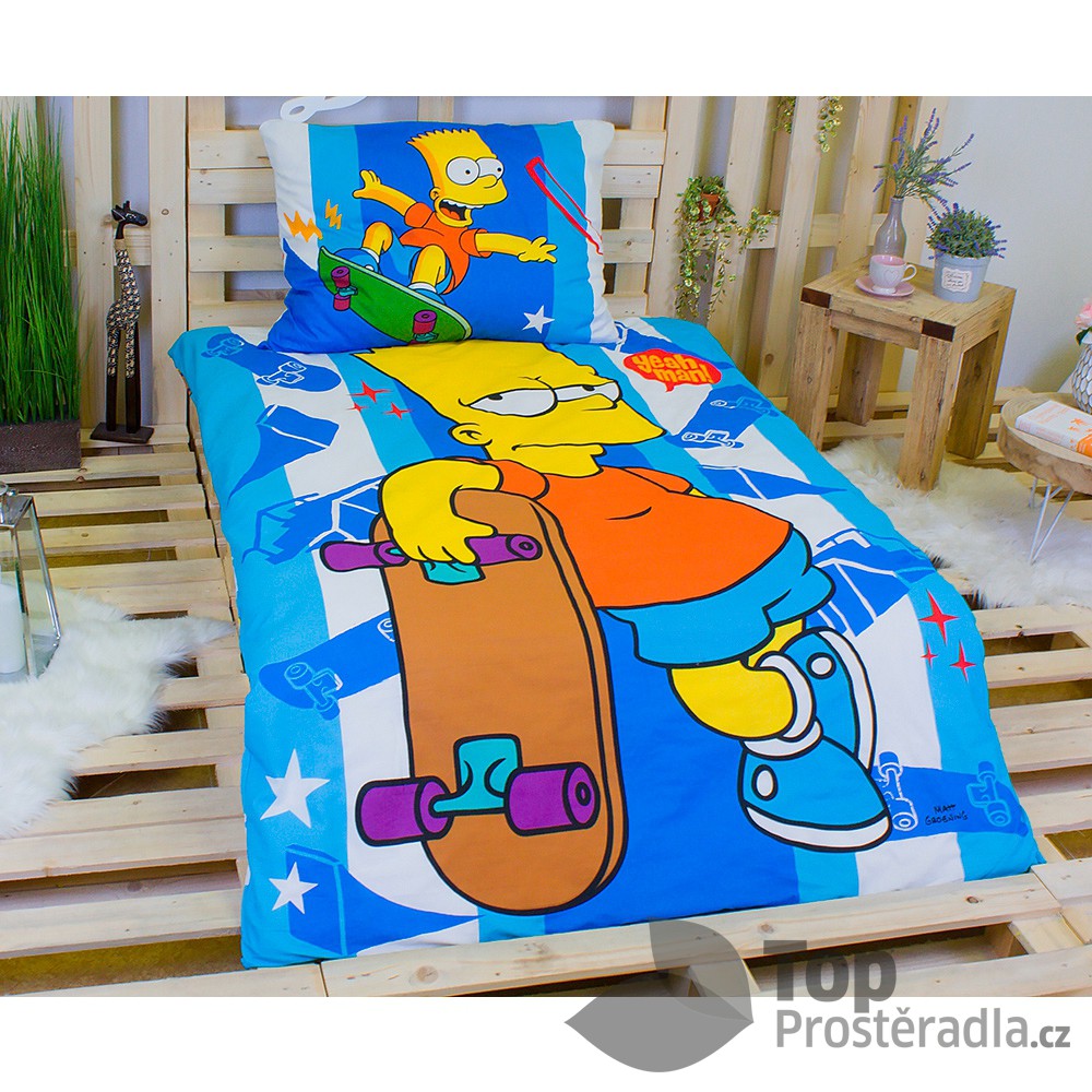 TOP Bavlněné povlečení 140x200+70x90 Bart Simpson