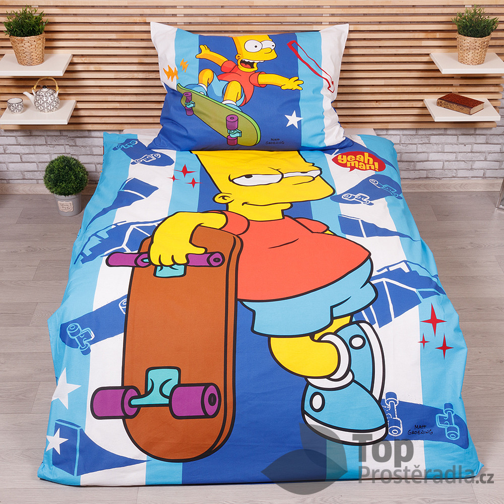 TOP Bavlněné povlečení 140x200+70x90 Bart Simpson