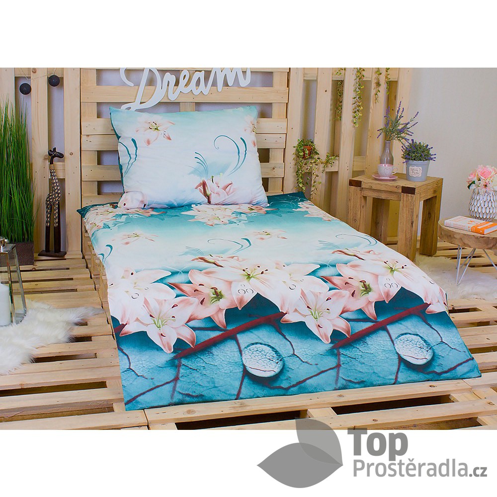 3D povlečení na jedno lužko 140x200 + 70x90 - Zelená Lilie