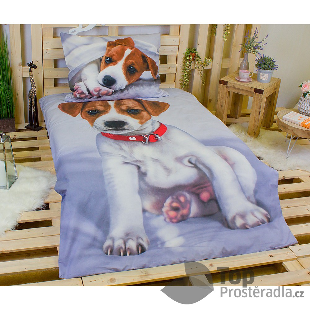 Jerry Fabrics 3D povlečení bavlna 140x200 + 70x90 - Pejsek