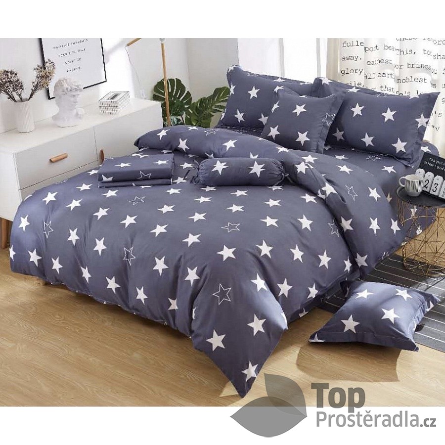 TOP Osmidílná sada povlečení na 2 lůžka 140x200+70x90 Grey night