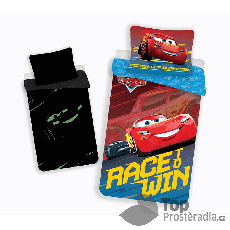 Dětské bavlněné povlečení 140x200 70x90 Cars winssvítící