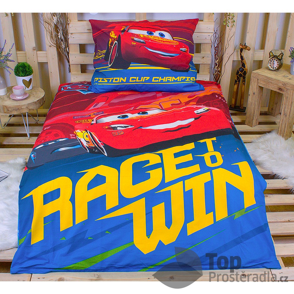 Dětské bavlněné povlečení 140x200 70x90 Cars winssvítící