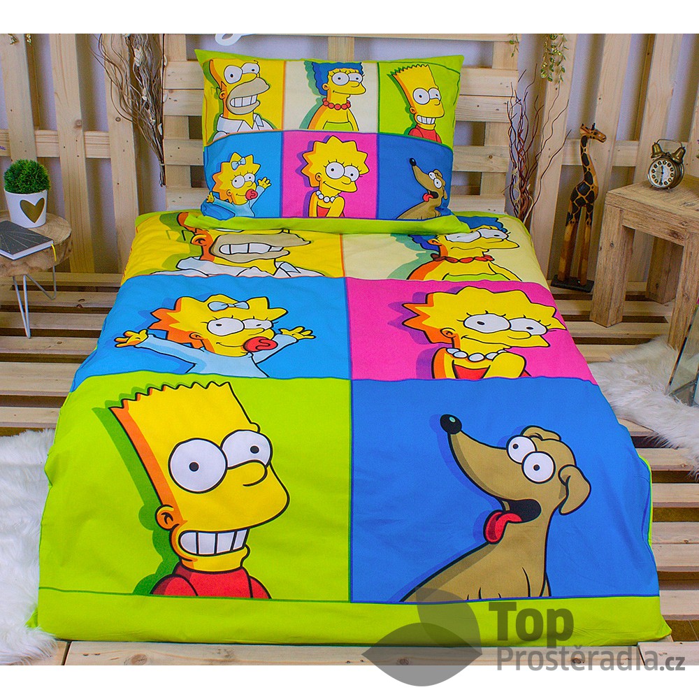 Dětské bavlněné povlečení Simpsonovi colors 140x200+70x90