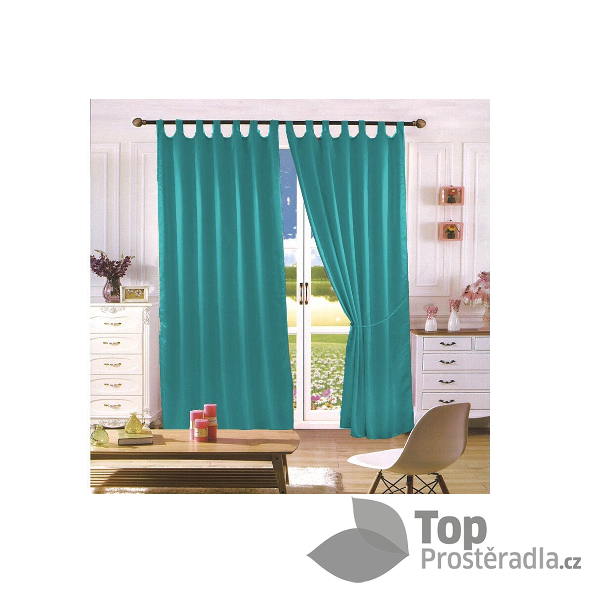 TOP Saténové závěsy Home Art - 150x160 - 2 kusy Tyrkysové
