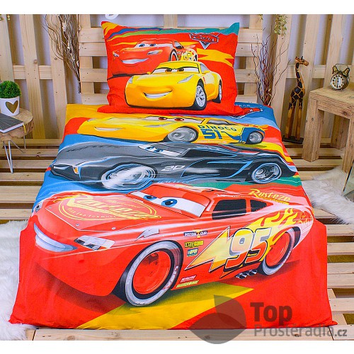 Bavlněné povlečení 140x200+70x90 Cars racing