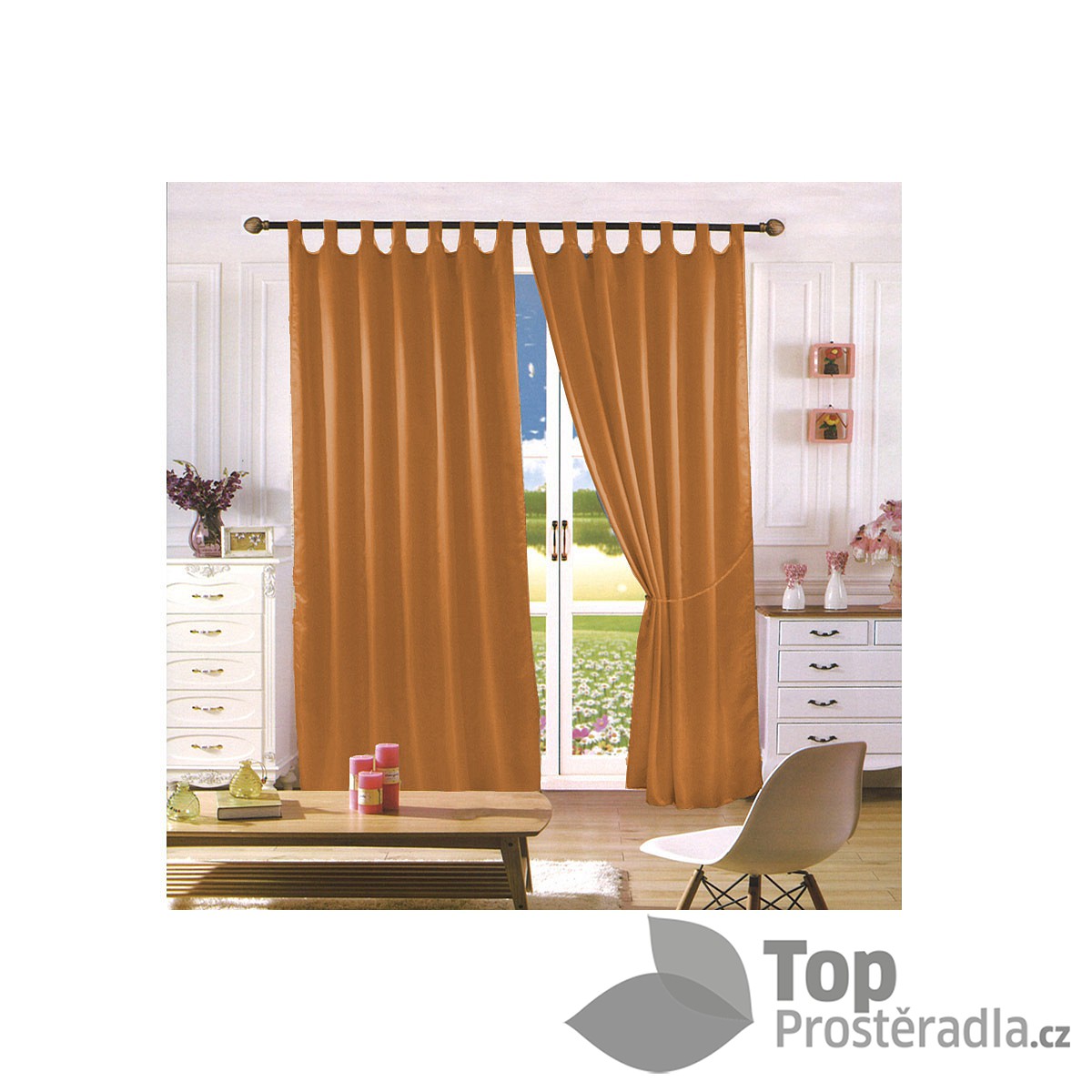 TOP Saténové závěsy Home Art - 150x160 - 2 kusy Zlatá