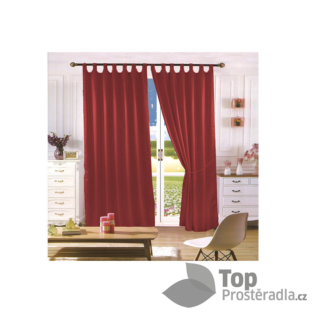 TOP Saténové závěsy Home Art - 150x160 - 2 kusy vínová