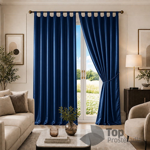 Saténové závěsy Home Art - 2 kusy Tmavě modrá 150x160