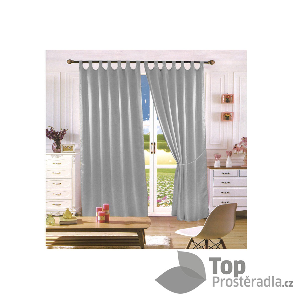 TOP Saténové závěsy Home Art - 150x160 - 2 kusy Stříbrná