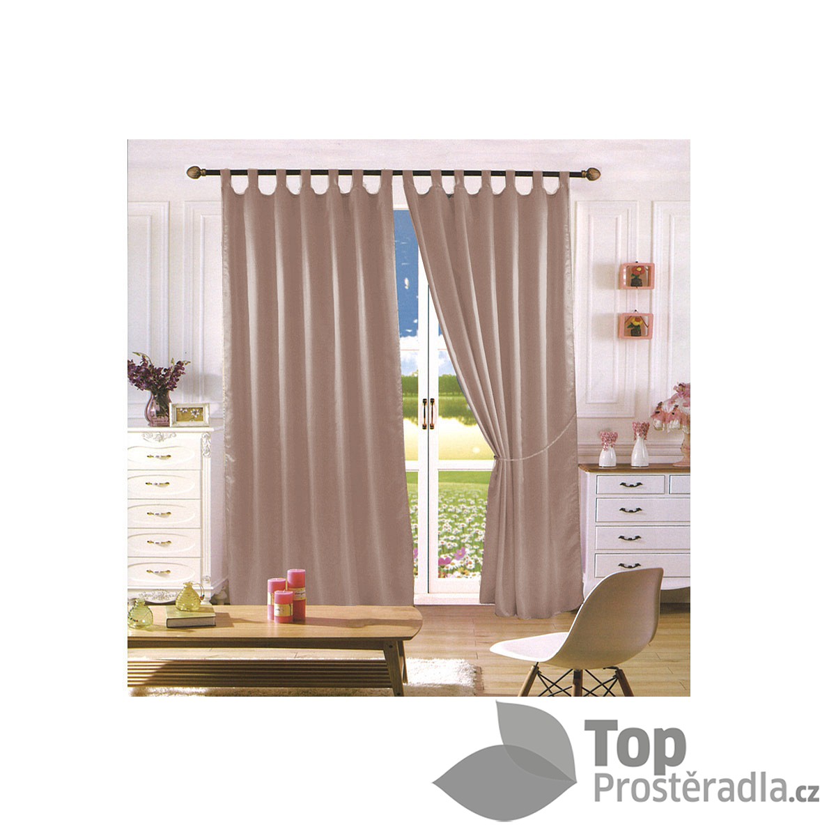 TOP Saténové závěsy Home Art - 150x160 - 2 kusy Sloní kost
