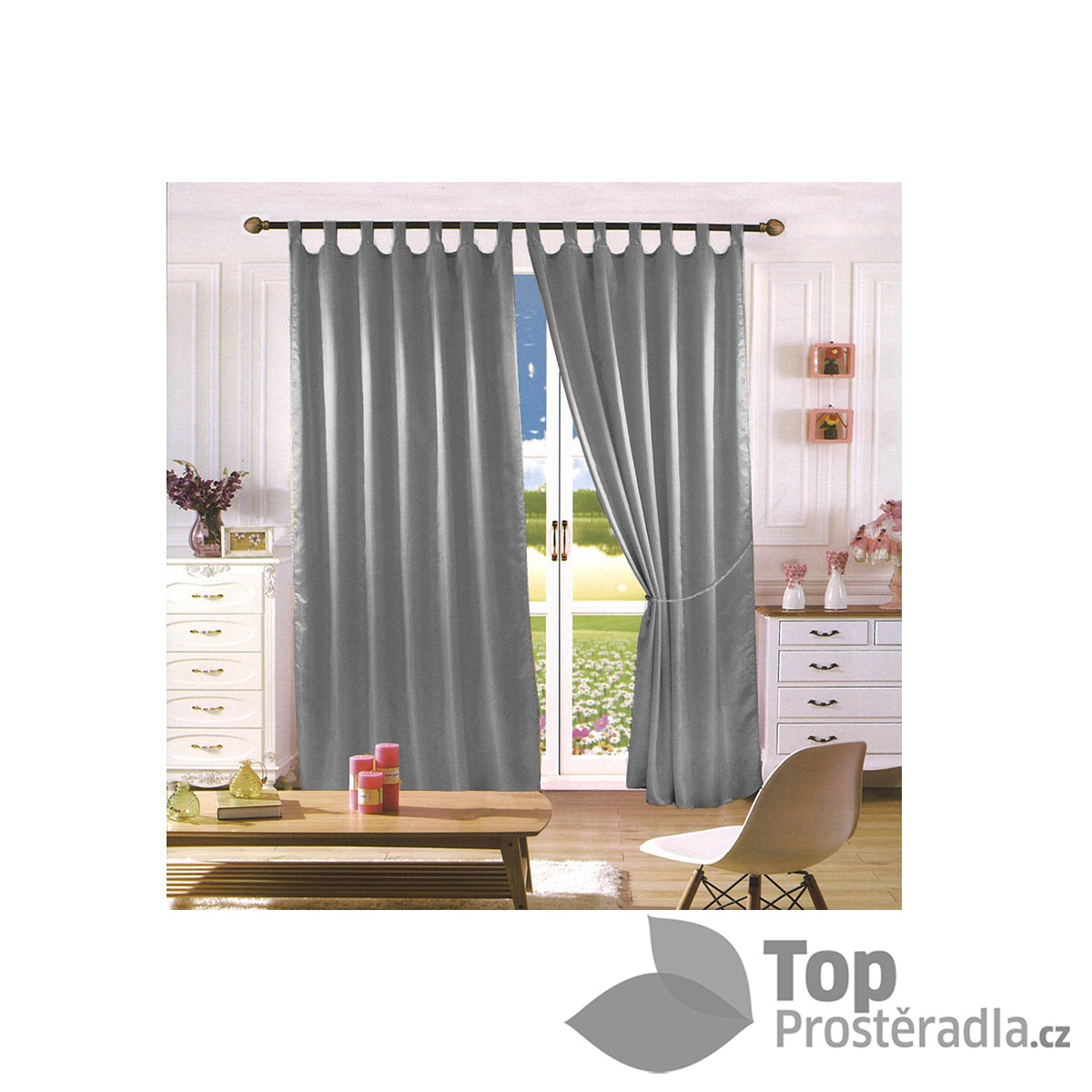 TOP Saténové závěsy Home Art - 150x160 - 2 kusy Šedá