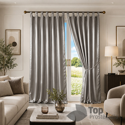 Saténové závěsy Home Art - 2 kusy Šedá 150x160