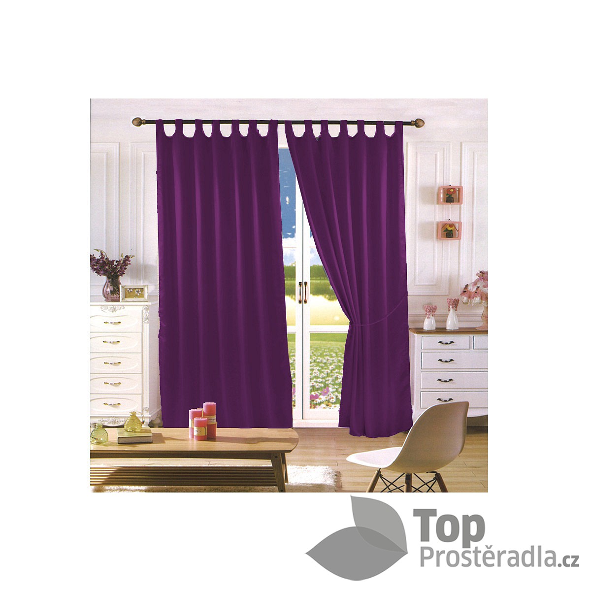 TOP Saténové závěsy Home Art - 150x160 - 2 kusy Fialová