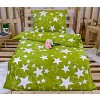 Mikroplyšové povlečení Premium 140x200+70x90 Hvězdy v zeleném