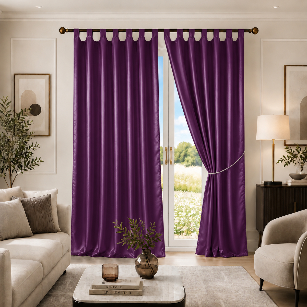 TP Saténové závěsy Home Art - 150x180 - 2 kusy Fialová