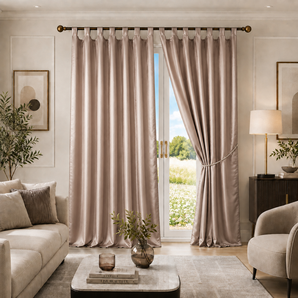 TP Saténové závěsy Home Art - 150x250 - 2 kusy Cappuccino