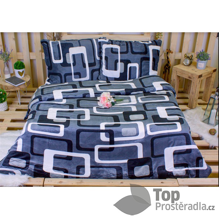 TOP Povlečení mikroflanel 220x200+2x70x90 Šedé obrazovky