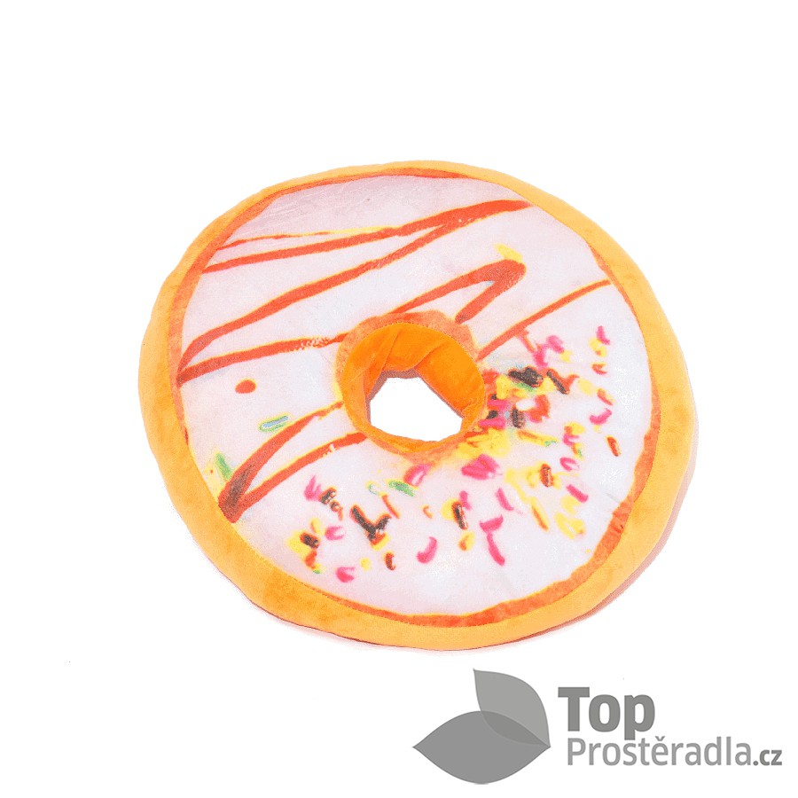 TOP Dekorační plyšový polštářek DONUT 40 cm Bílá čokoláda