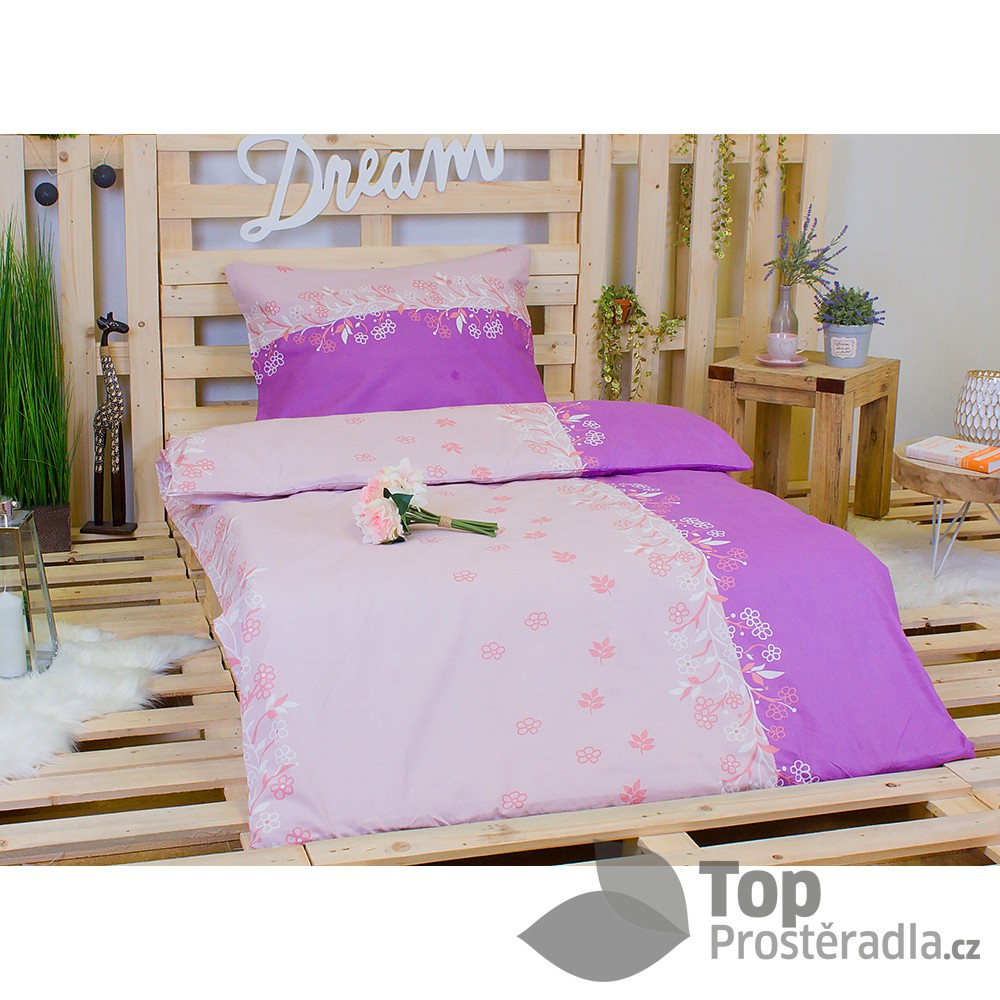 TOP Bavlněné povlečení 140x200 70x90 Fialové kvítí