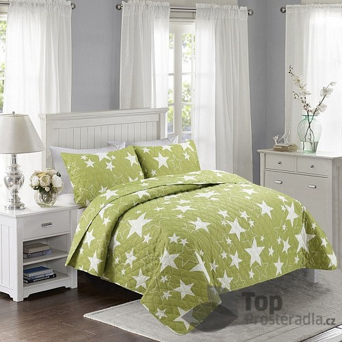 TOP Prošívaný dekorační přehoz 200x240 Stars zelené