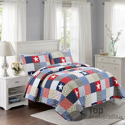 TOP Prošívaný dekorační přehoz 200x240 Stars Patchwork