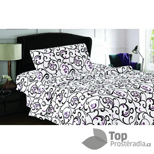 TOP Povlečení z mikrovlákna 140x200 70x90 Orient bílý s fialovou