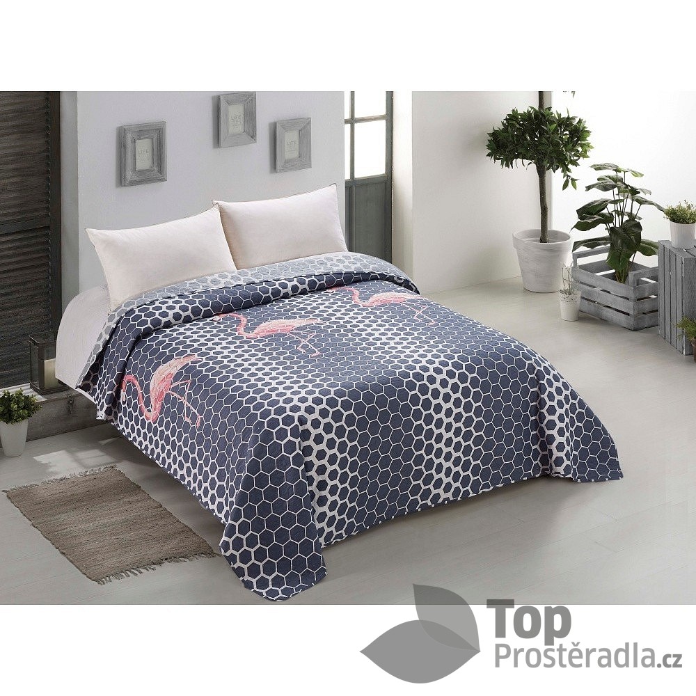 TOP Prošívaný dekorační přehoz 240x260 Flamingo Grey