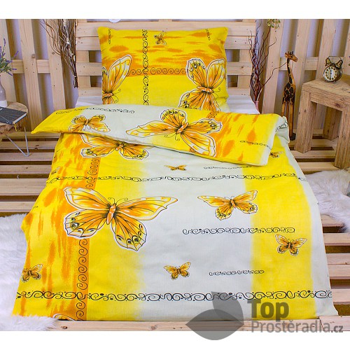 Bavlněné povlečení 140x200+70x90 Yellow butterfly
