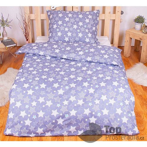 Povlečení z mikrovlákna Economy 140x200+70x90 Puntikaté hvězdy
