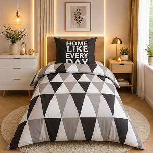 Bavlněné povlečení 140x200+70x90 Home grey
