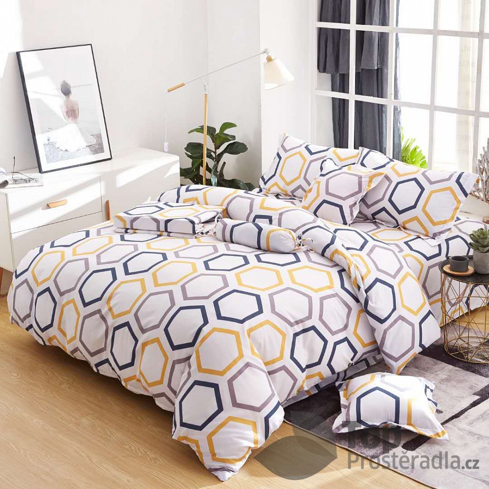 TOP Osmidílná sada povlečení na 2 lůžka 140x200+70x90 Honey