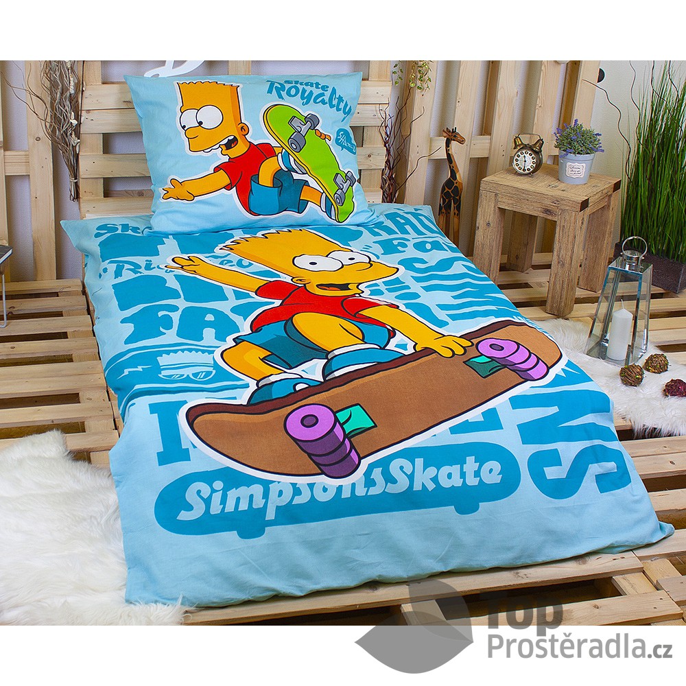 TOP Bavlněné povlečení 140x200+70x90 Bart Simpson Blue