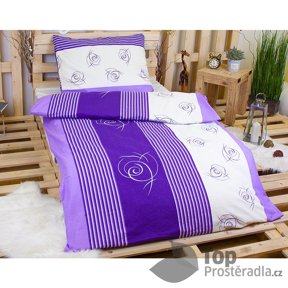 TOP Flanelové povlečení 140x200+70x90 - Fialová poupata