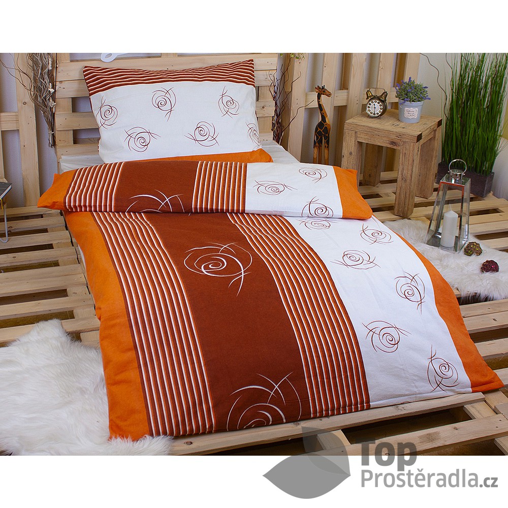 TOP Flanelové povlečení 140x200+70x90 - Červená poupata