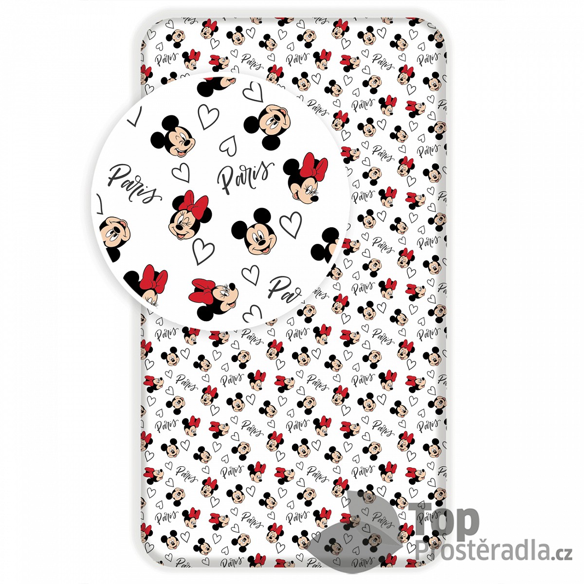 TOP Bavlněné povlečení 90x200 Mickey and Minnie Je T'aime paris