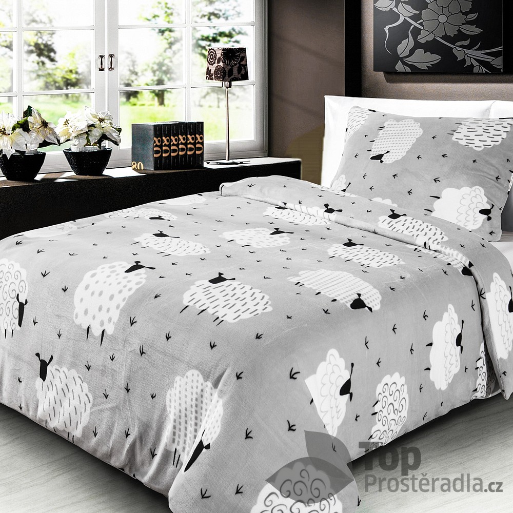 Povlečení mikroflanel Millenium 140x200 + 70x90 Ovečky