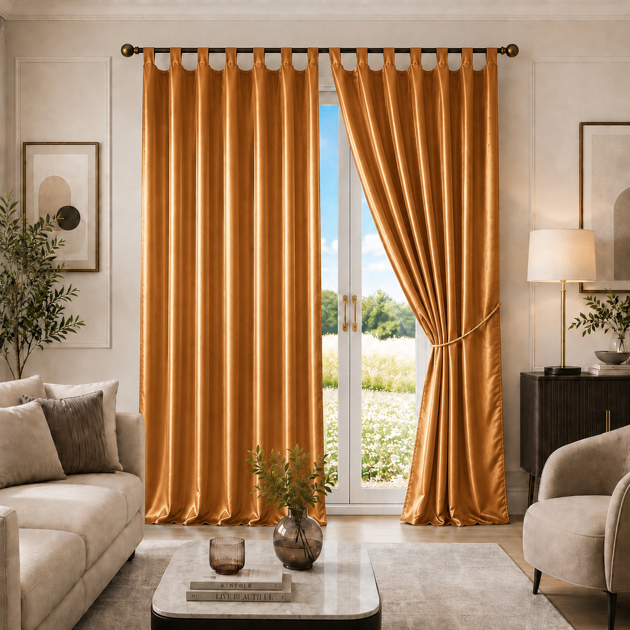 TP Saténové závěsy Home Art - 2 kusy Měděná