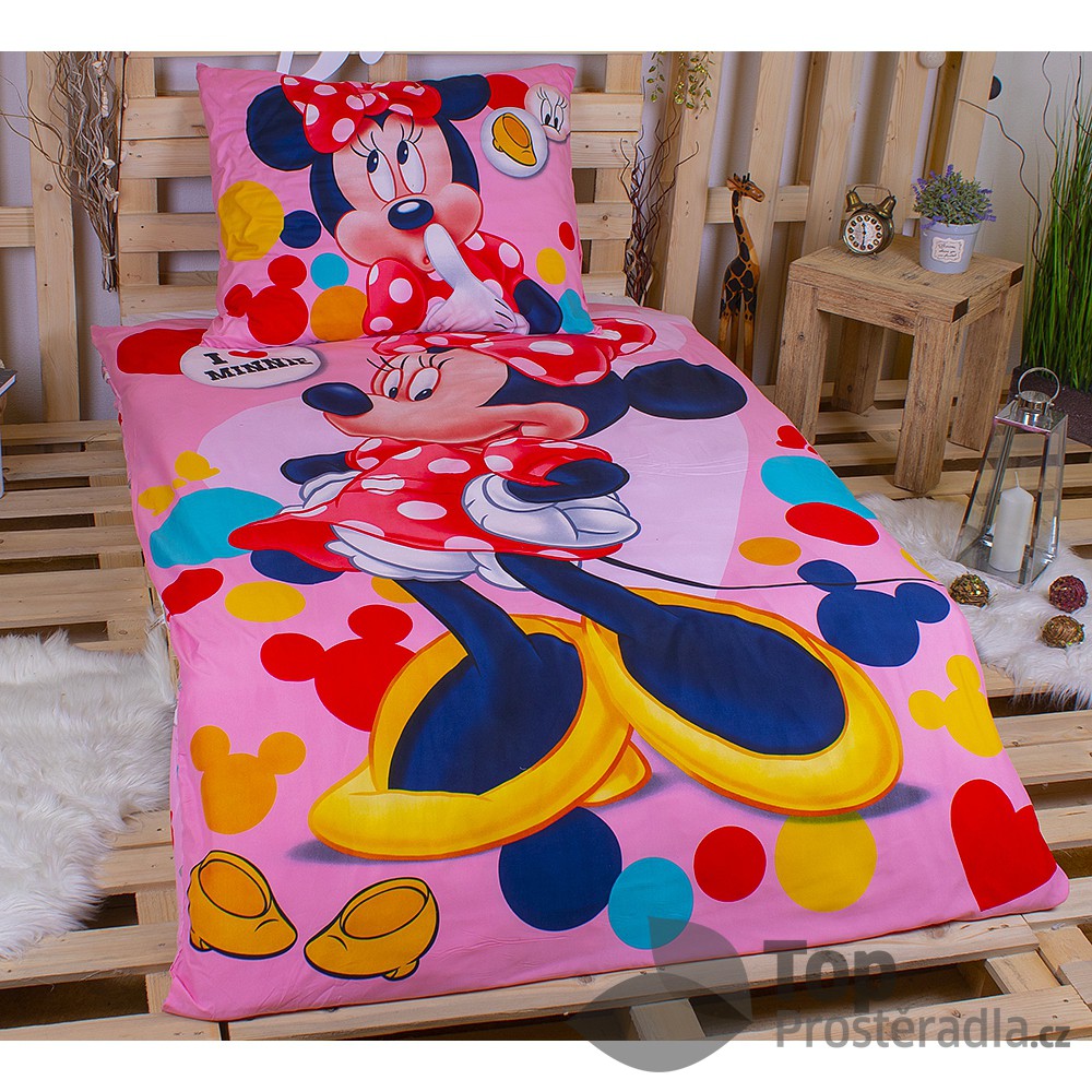 Dětské povlečení z mikrovlákna I love Minnie 140x200+70x90