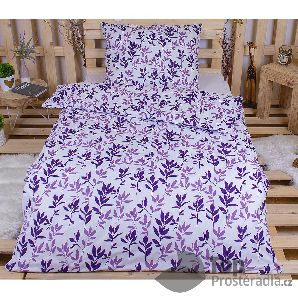 TOP Povlečení mikrovlákno DeLuxe 140x200+70x90 Fialové větvičky