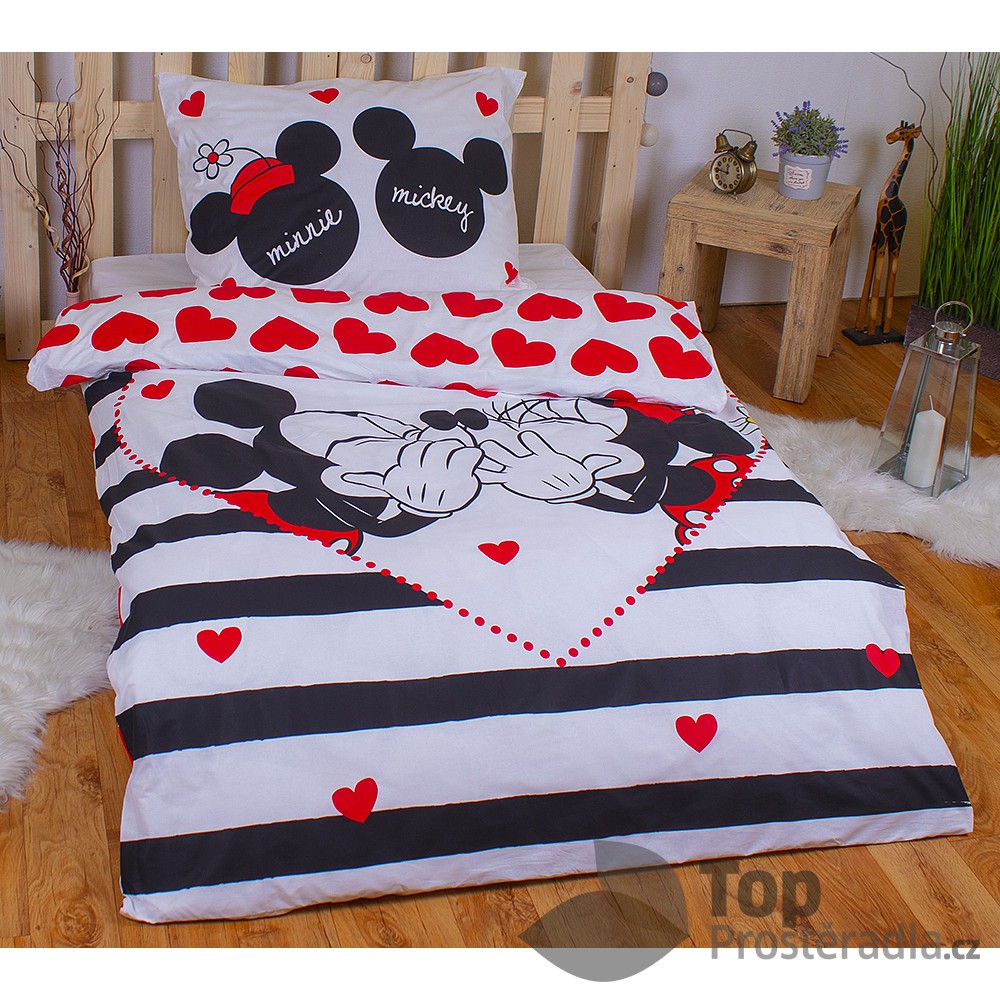 Bavlněné povlečení 140x200 70x90 Mickey & Minnie big love