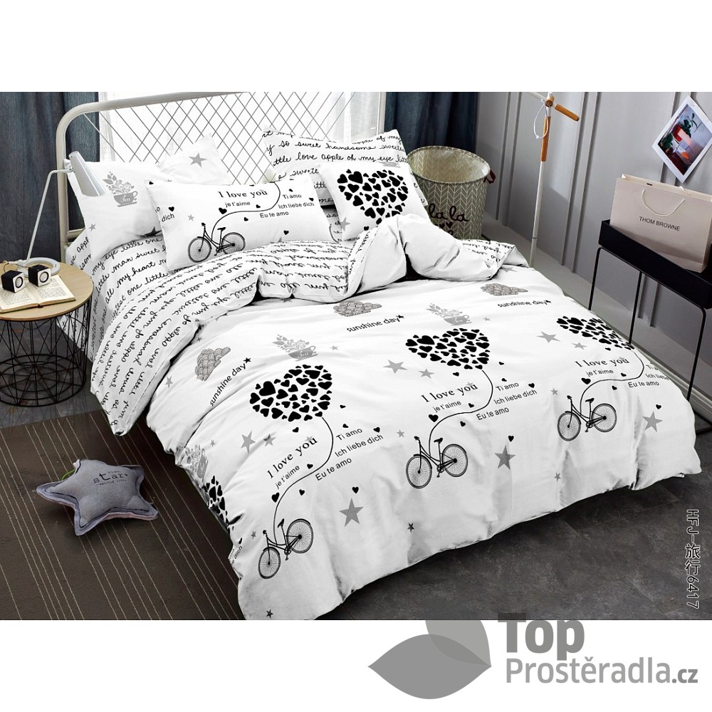 TOP Francouské povlečení Home Fashion 220x200+2x70x90 Words of love