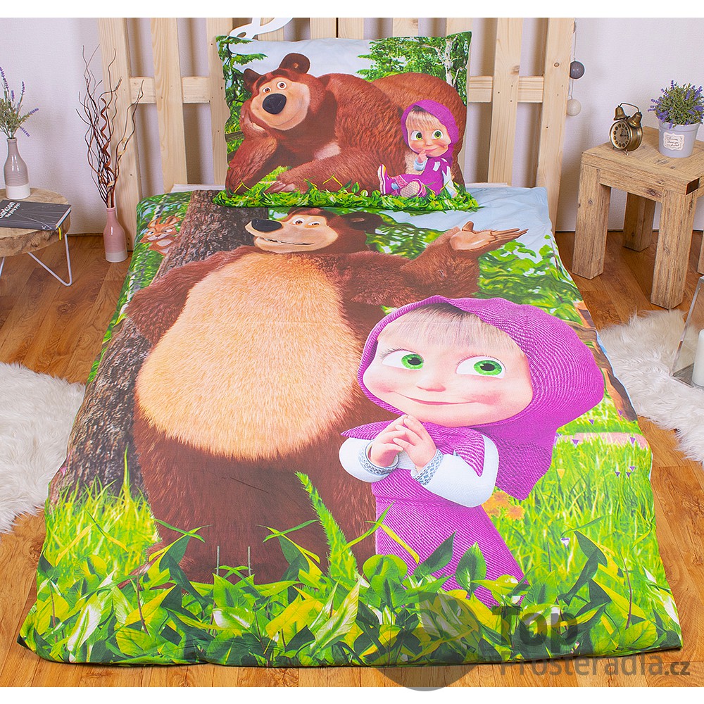 TP Bavlněné povlečení 140x200+70x90 Máša a Medvěd Forest