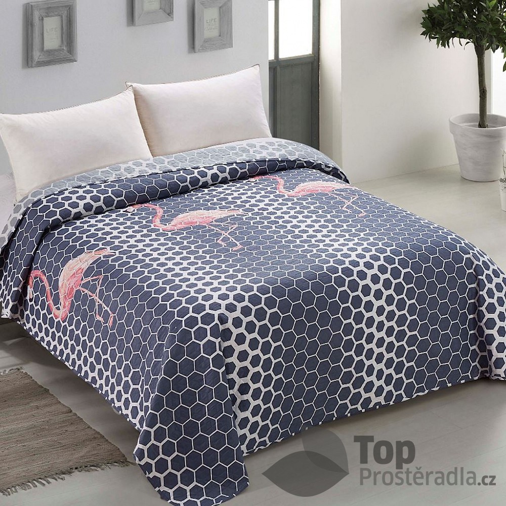TOP Prošívaný dekorační přehoz 170x210 Flamingo Grey