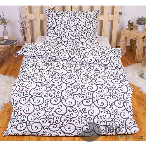Polybavlna povlečení PREMIUM 140x200+70x90 Černobílý orient