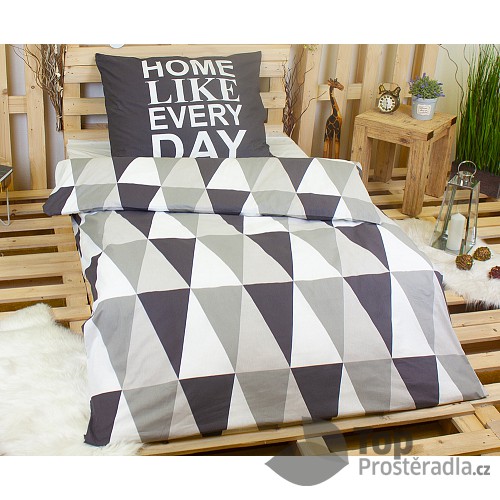Prodloužené bavlněné povlečení 140x220+70x90 Home grey