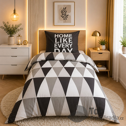 Prodloužené bavlněné povlečení 140x220+70x90 Home grey